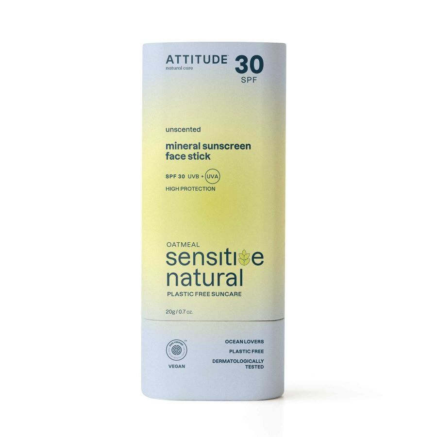 100 % minerální ochranná tyčinka na obličej a rty pro citlivou a atopickou pokožku (SPF 30) bez parfemace Attitude20 g