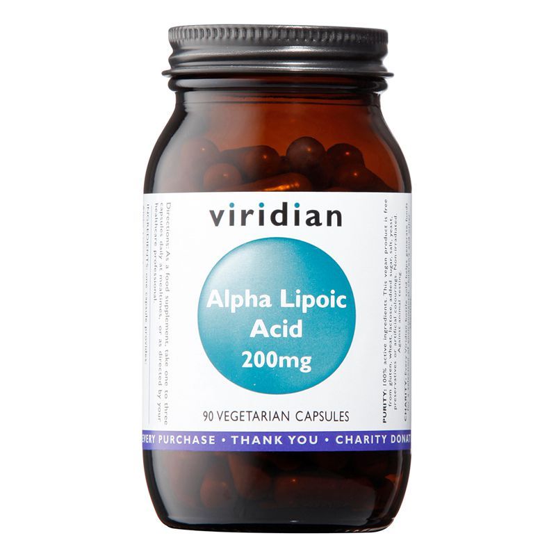 Viridian Alpha Lipoic Acid 200mg (Kyselina alfa lipoová - ALA) 90 kapslí