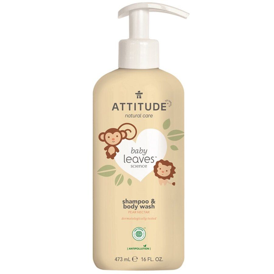 Dětské tělové mýdlo a šampon (2v1) s vůní hruškové šťávy Attitude Baby leaves 473ml
