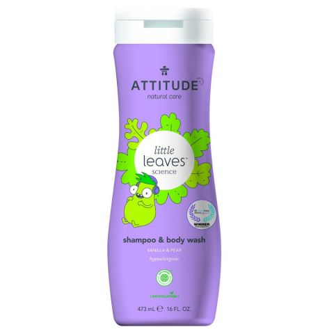 Dětské tělové mýdlo a šampon (2v1) s vůní vanilky a hrušky Attitude Little leaves 473ml