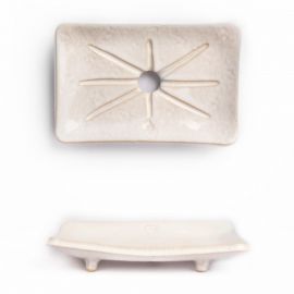 Dvoudílná keramická mýdlenka obdélníková bílá Almarasoap