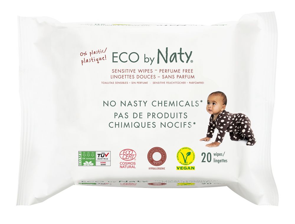 E-shop Naty ECO vlhčené ubrousky bez vůně - pro citlivou pokožku 20 ks