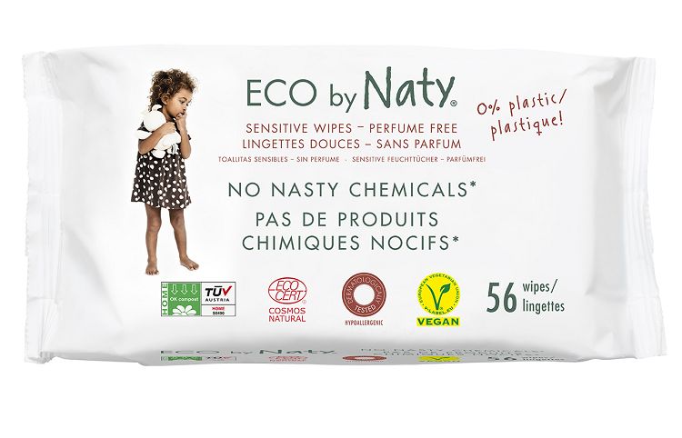 E-shop Naty ECO vlhčené ubrousky bez vůně - pro citlivou pokožku 56 ks