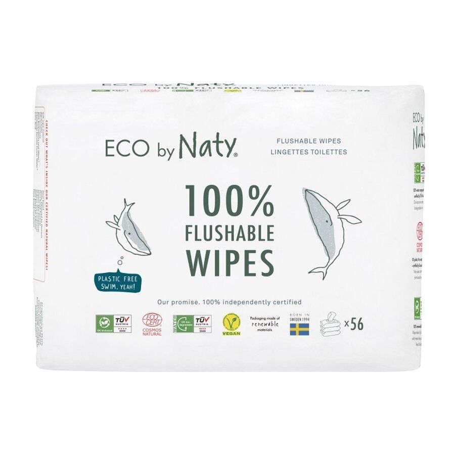 E-shop Naty ECO vlhčené ubrousky bez vůně - splachovatelné 3 x 56 ks