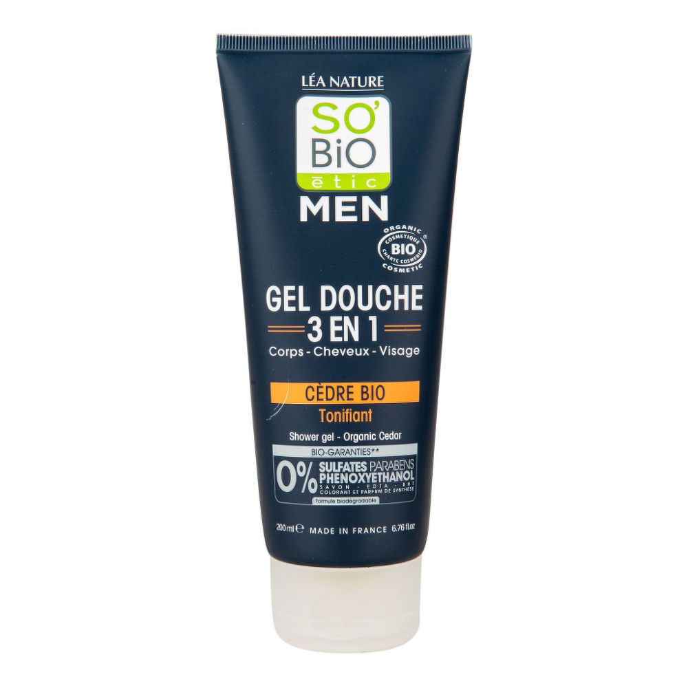 E-shop SO’Bio étic Gel sprchový MEN 3v1 tonizující cedr 200 ml