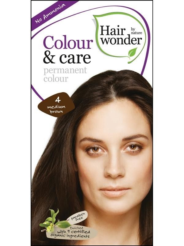 Hairwonder Barva STŘEDNĚ HNĚDÁ 4 přírodní dlouhotrvající BIO