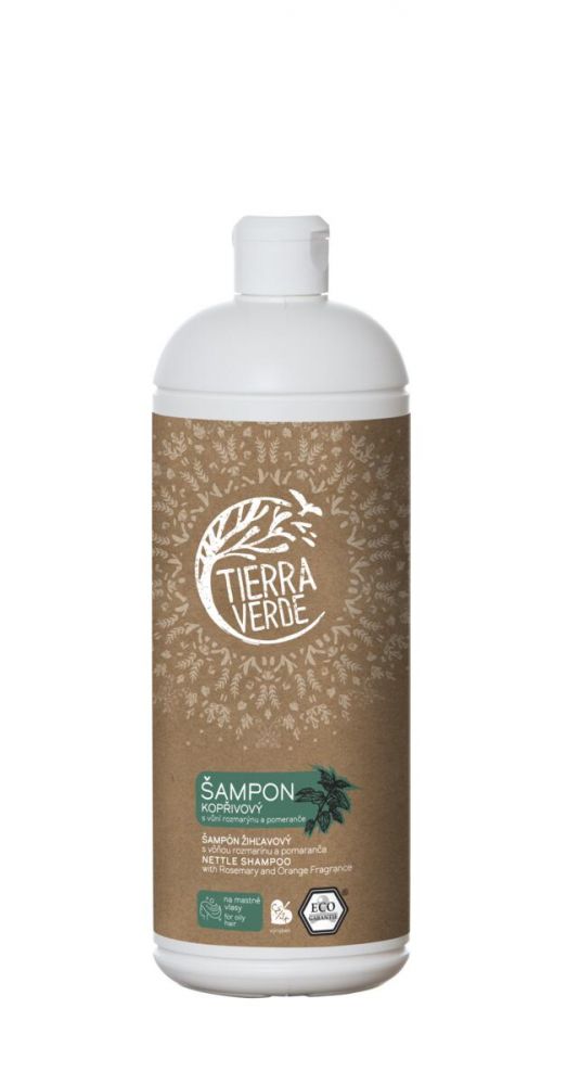 E-shop Tierra Verde Kopřivový šampon na mastné vlasy s vůní rozmarýnu a pomeranče 1 l