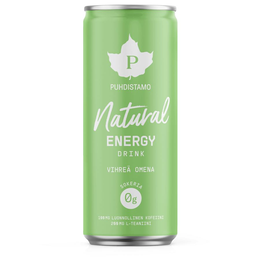 Puhdistamo Natural Energy Drink green apple (Energetický nápoj - zelené jablko) 330ml