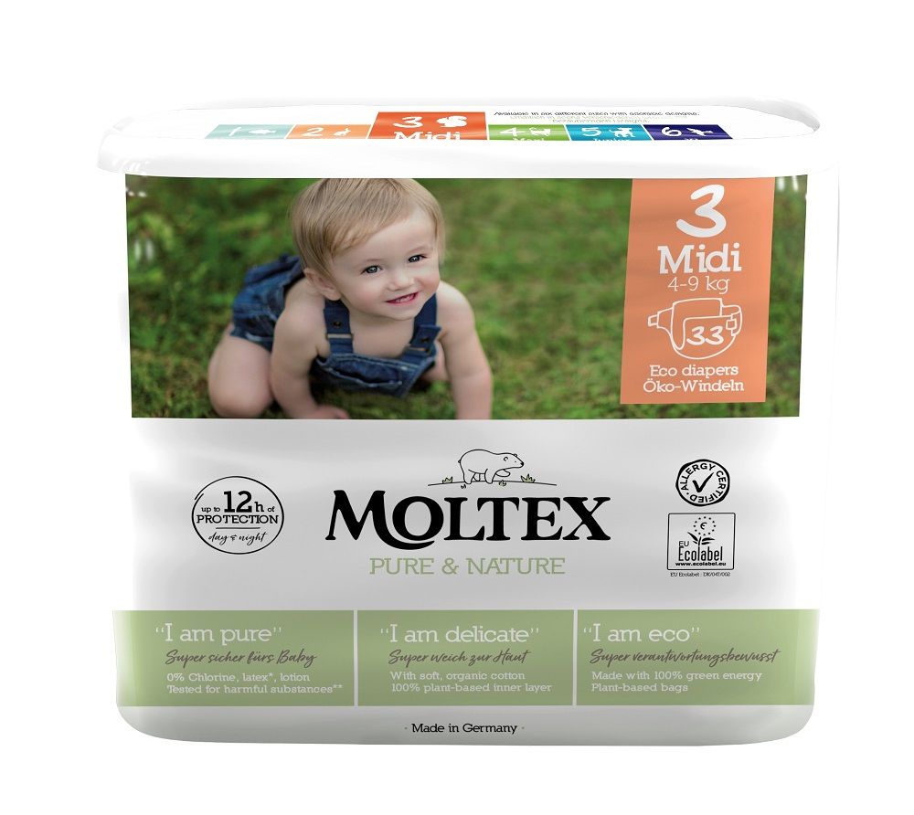 E-shop Moltex Plenky Pure & Nature Midi 4-9 kg 33 ks