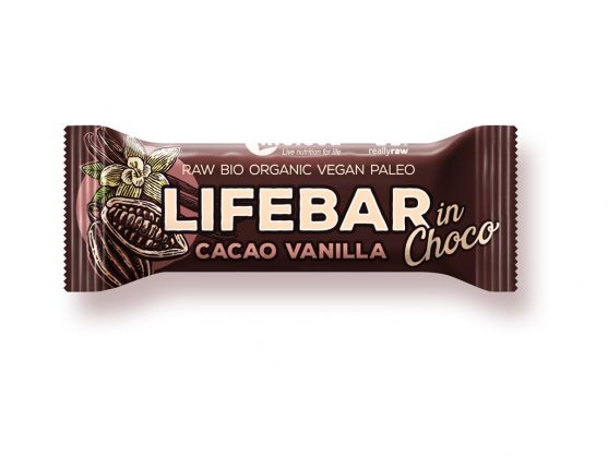Tyčinka Bio InChoco kakaové boby s vanilkou Lifebar 40g