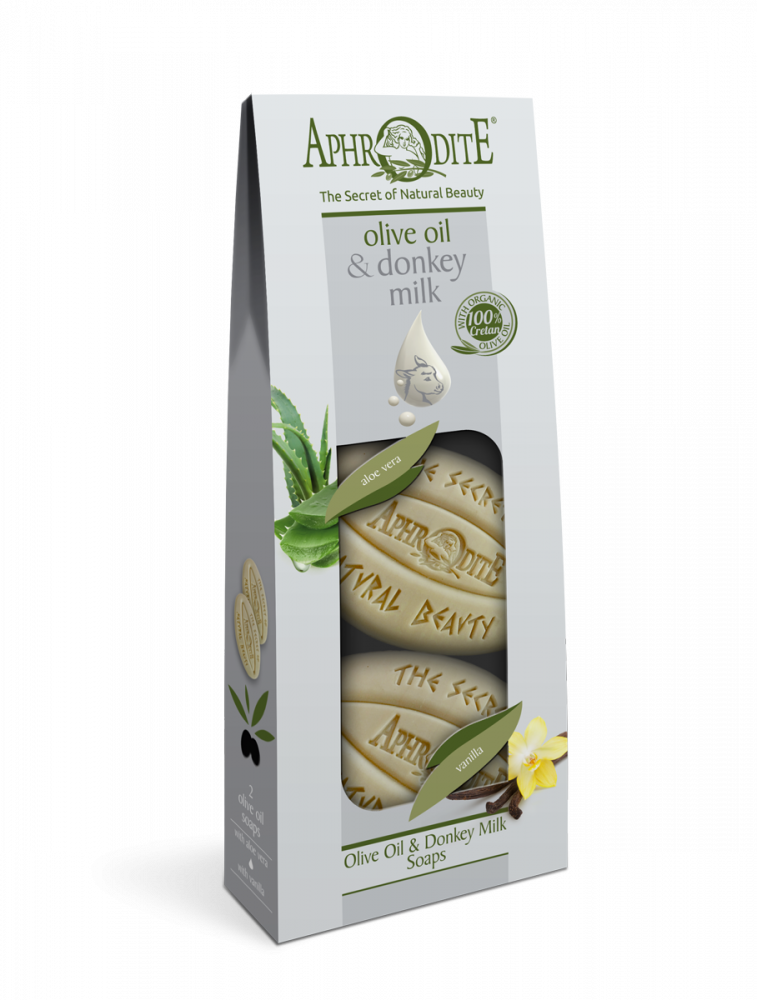 E-shop Aphrodite Sada mýdel olivový olej & oslí mléko Aloe Vera & Vanilka 170 g