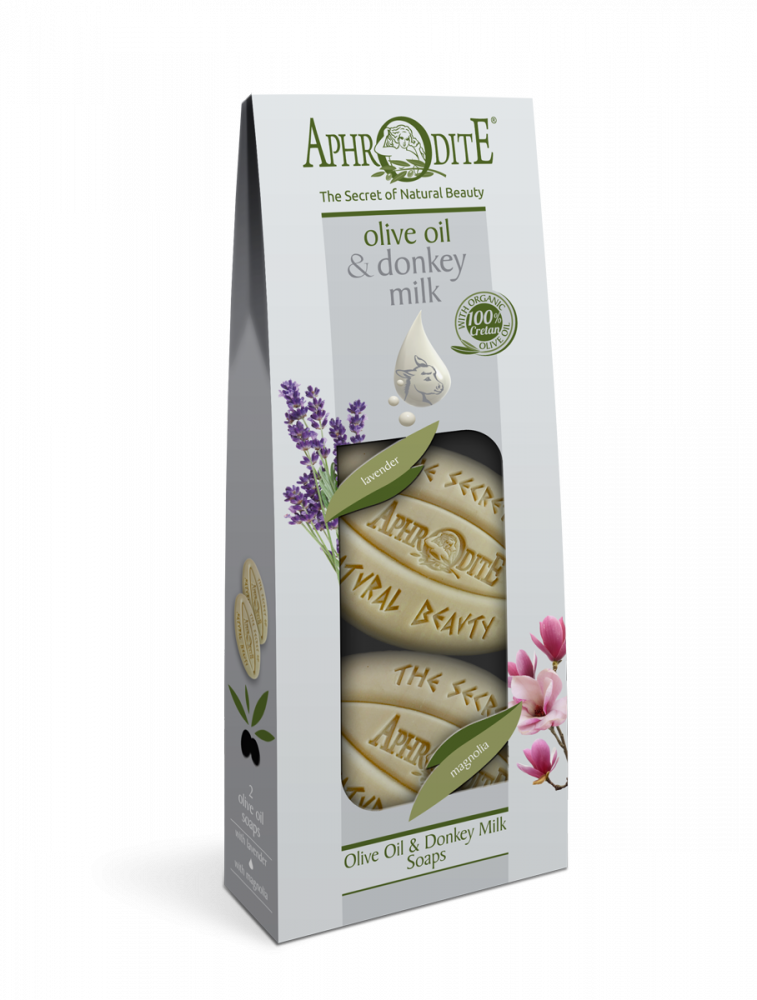 E-shop Aphrodite Sada mýdel olivový olej & oslí mléko Levandule & Magnolie 170 g