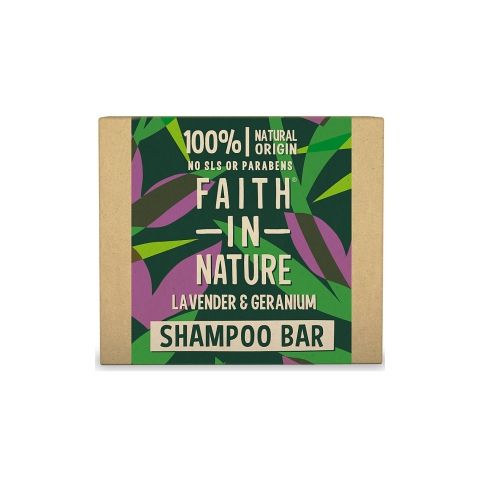 Tuhý šampon Levandule a pelargonie Faith in Nature 85g