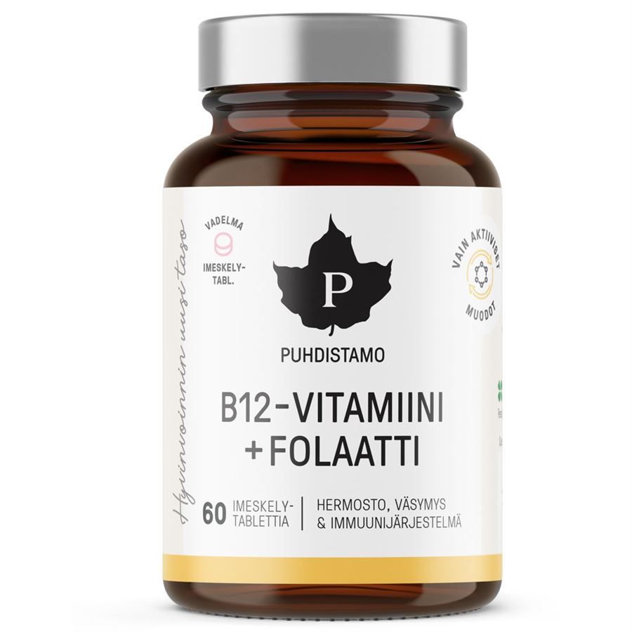 E-shop Puhdistamo Vitamin B12 Folate malina (Vitamín B12 s folátem Quatrefolic®) 60 pastilek