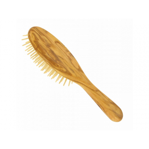 Vlasový kartáč z olivového dřeva - se špičatými dřevěnými ostny - velký Förster´s