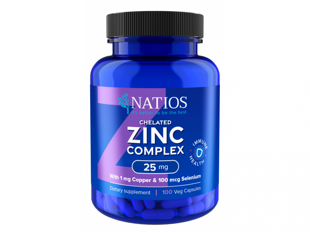 E-shop Natios Zinc Chelated Complex, Zinek, selen a měď, 25 mg 100 veganských kapslí
