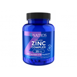 Zinc Chelated Complex, Zinek, selen a měď, 25 mg Natios 100 veganských kapslí